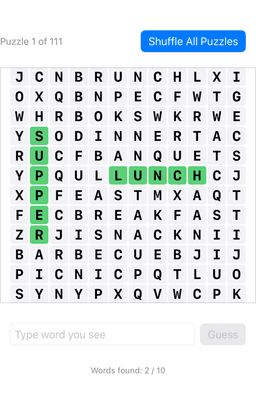 Screenshot of Word Find App
