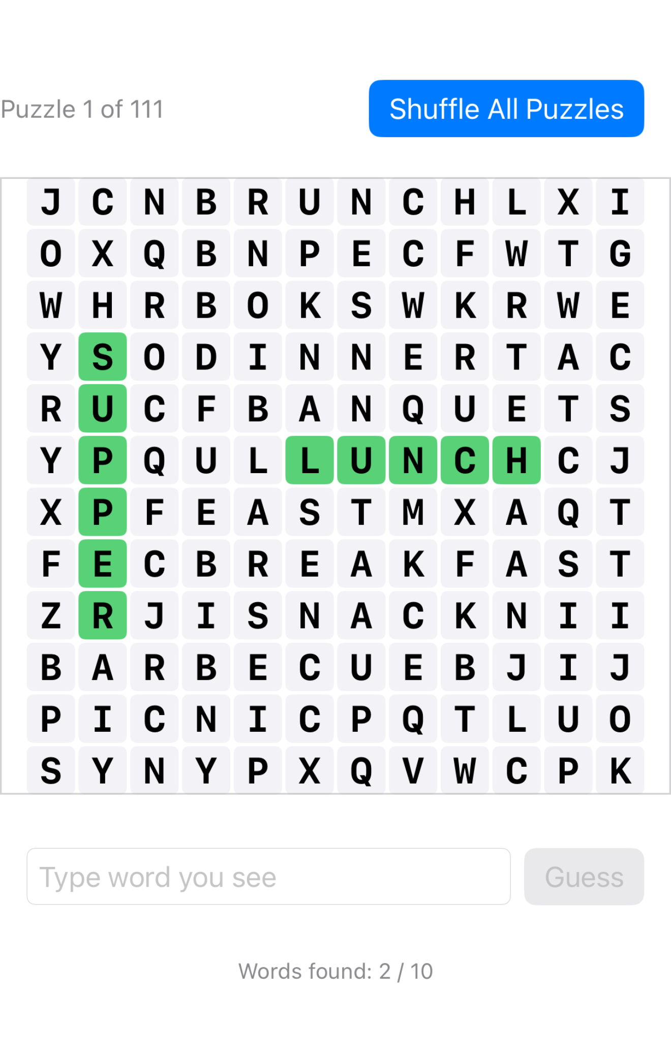 Word Find App Screenshot